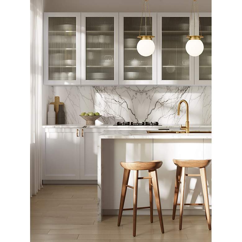 Image 3 Z-Lite Calhoun 9" Wide Heritage Brass White Glass 1-Light Mini Pendant more views