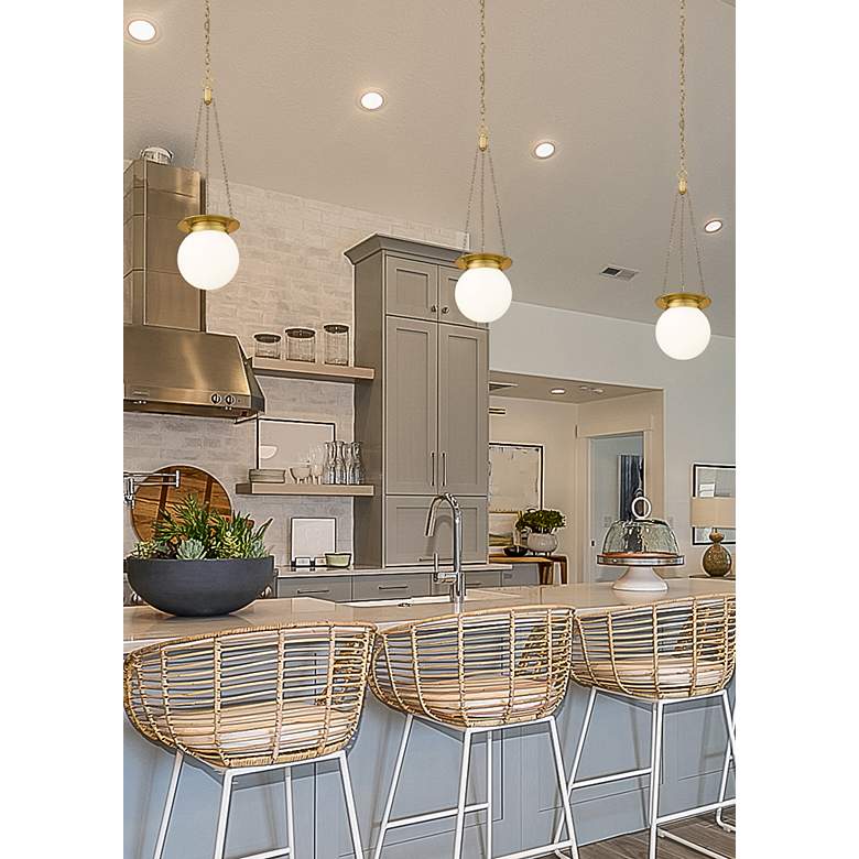 Image 4 Z-Lite Calhoun 9" Wide Heritage Brass White Glass 1-Light Mini Pendant more views