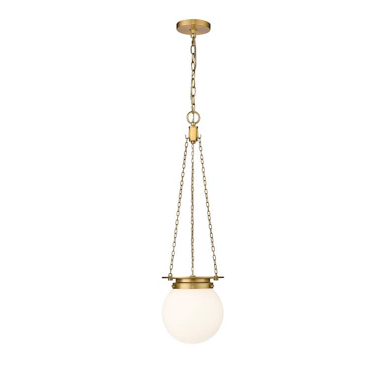 Image 5 Z-Lite Calhoun 9" Wide Heritage Brass White Glass 1-Light Mini Pendant more views