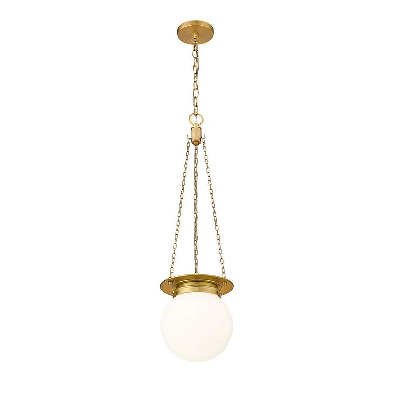 Image 6 Z-Lite Calhoun 9" Wide Heritage Brass White Glass 1-Light Mini Pendant more views