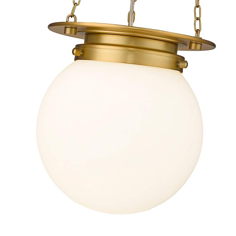 Image 7 Z-Lite Calhoun 9" Wide Heritage Brass White Glass 1-Light Mini Pendant more views