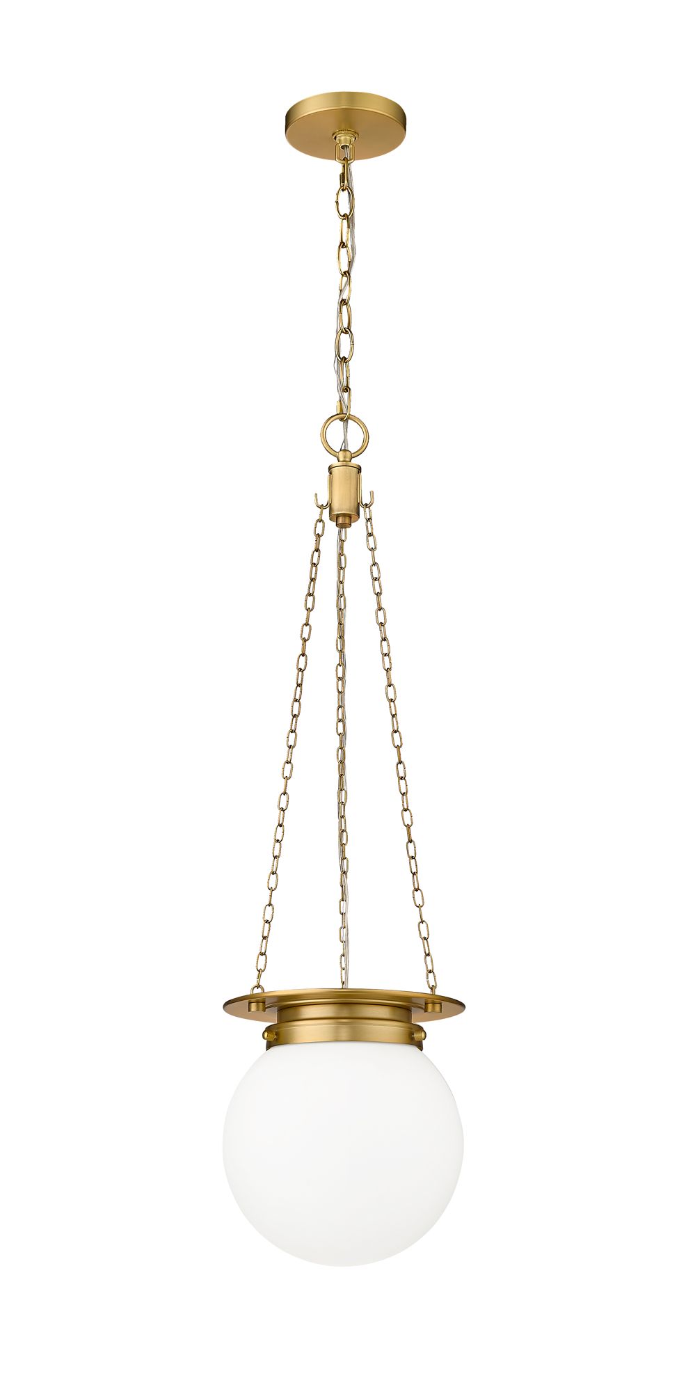 Z-Lite Calhoun 9" Wide Heritage Brass White Glass 1-Light Mini Pendant