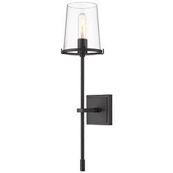Z-Lite Callista 26" High 1-Light Matte Black Clear Glass Wall Sconce