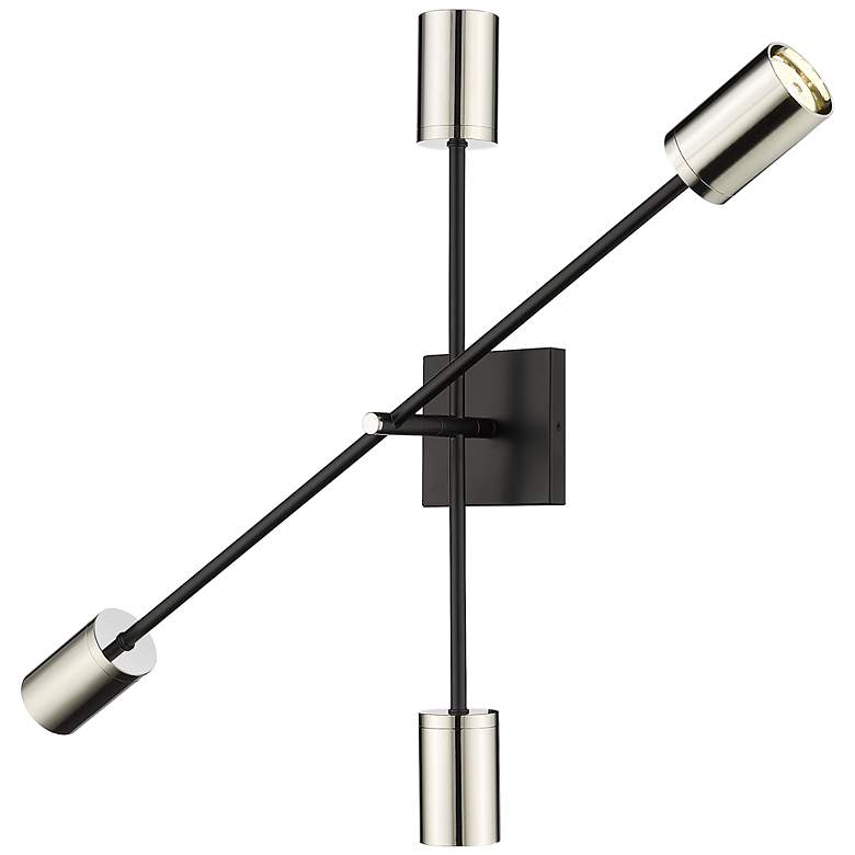 Image 2 Z-Lite Calumet 2 Light Wall Sconce in Mate Black + Polished Nickel