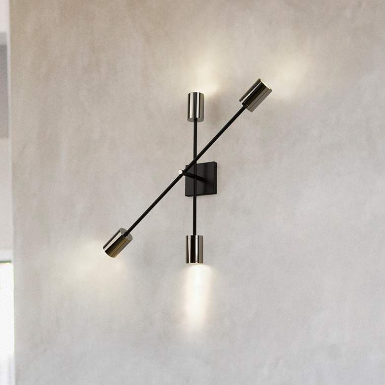 Image 1 Z-Lite Calumet 2 Light Wall Sconce in Mate Black + Polished Nickel
