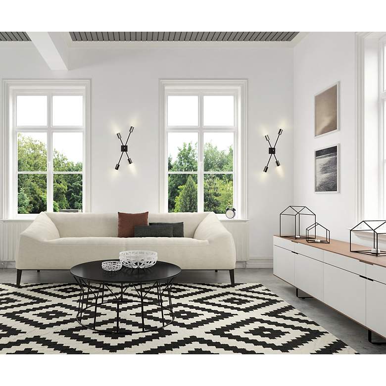 Image 3 Z-Lite Calumet 2 Light Wall Sconce in Mate Black + Polished Nickel more views
