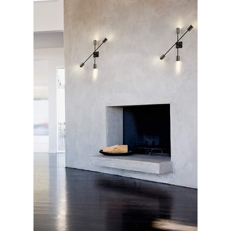 Image 4 Z-Lite Calumet 2 Light Wall Sconce in Mate Black + Polished Nickel more views