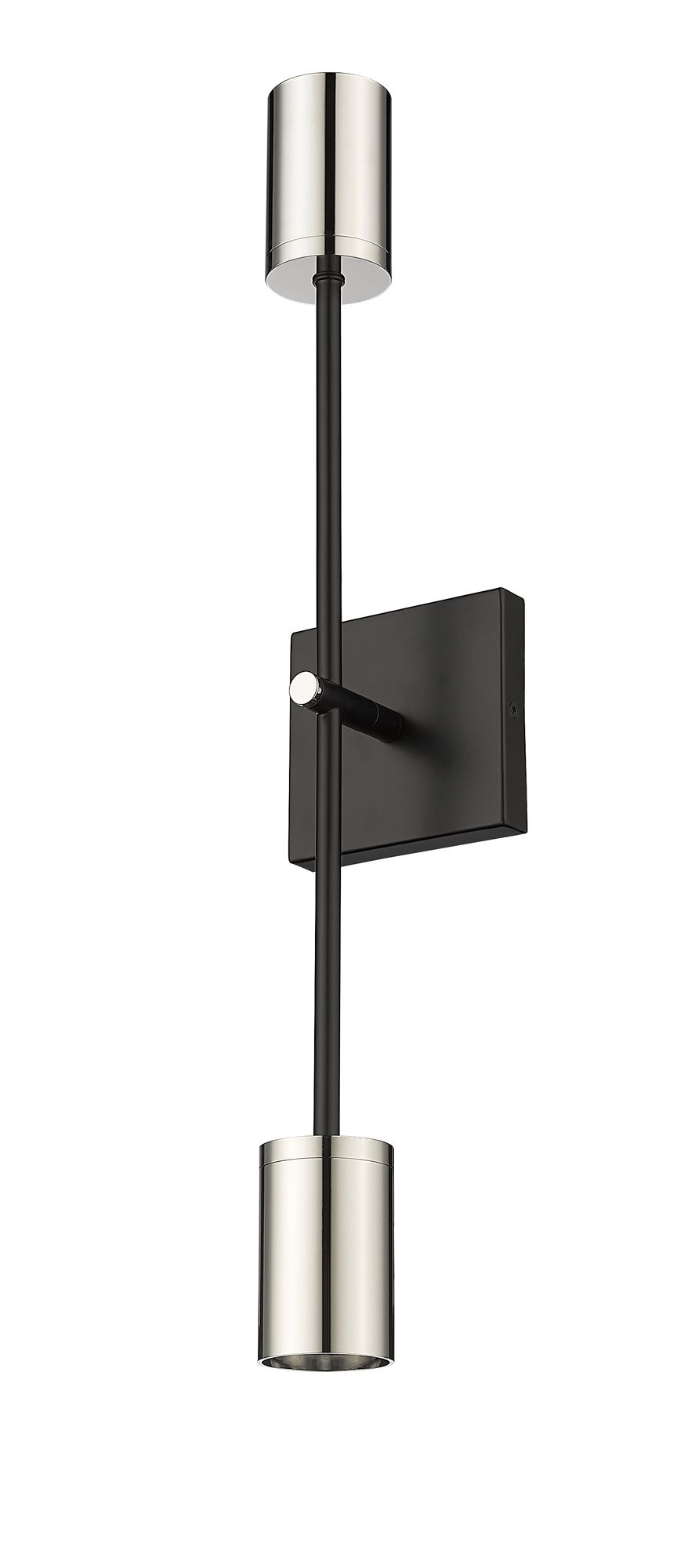 Z-Lite Calumet 2 Light Wall Sconce in Mate Black + Polished Nickel