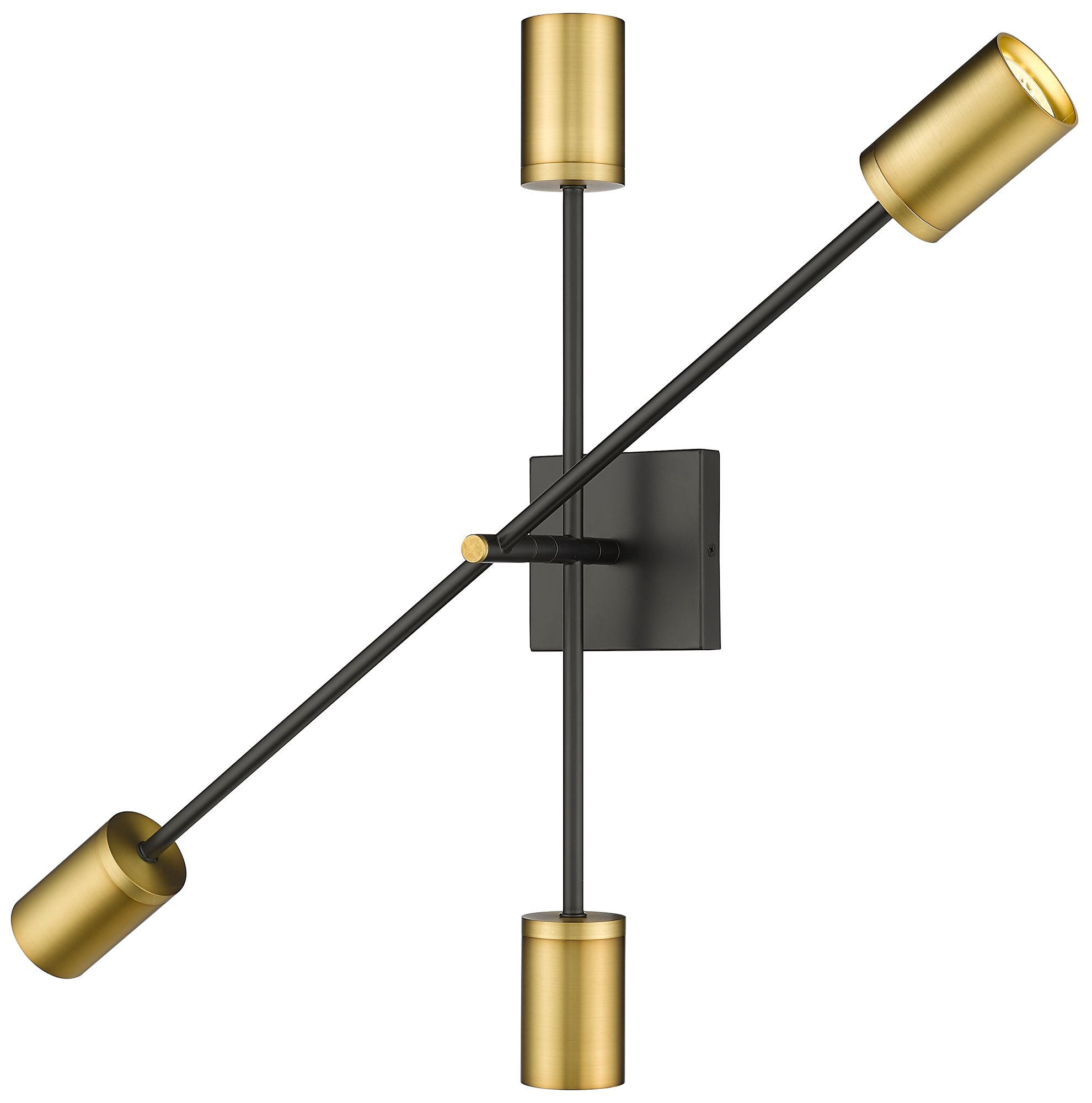 Image 2 Z-Lite Calumet 2 Light Wall Sconce in Matte Black + Olde Brass