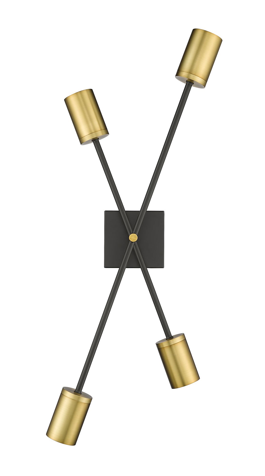 Z-Lite Calumet 2 Light Wall Sconce in Matte Black + Olde Brass