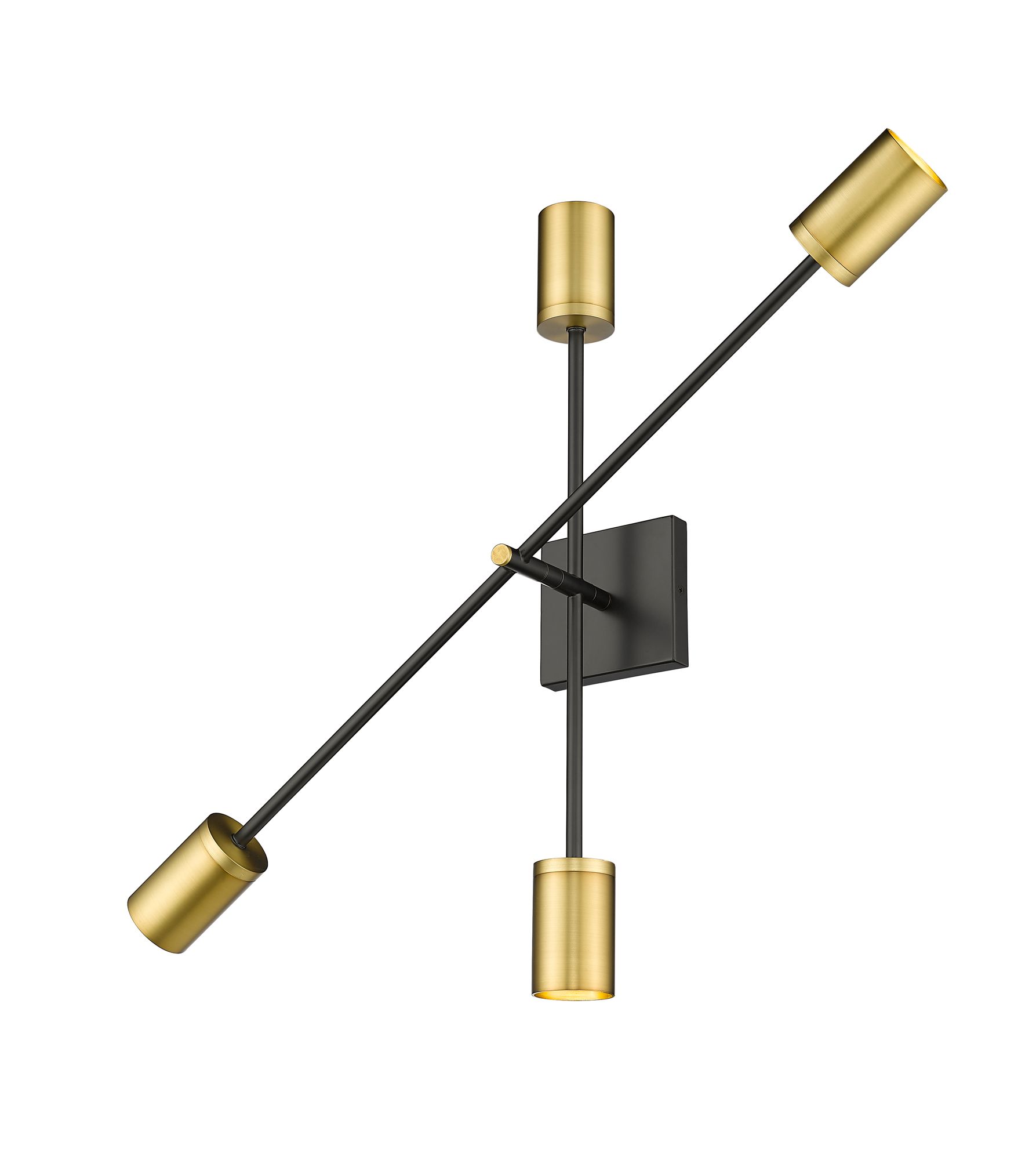 Z-Lite Calumet 2 Light Wall Sconce in Matte Black + Olde Brass