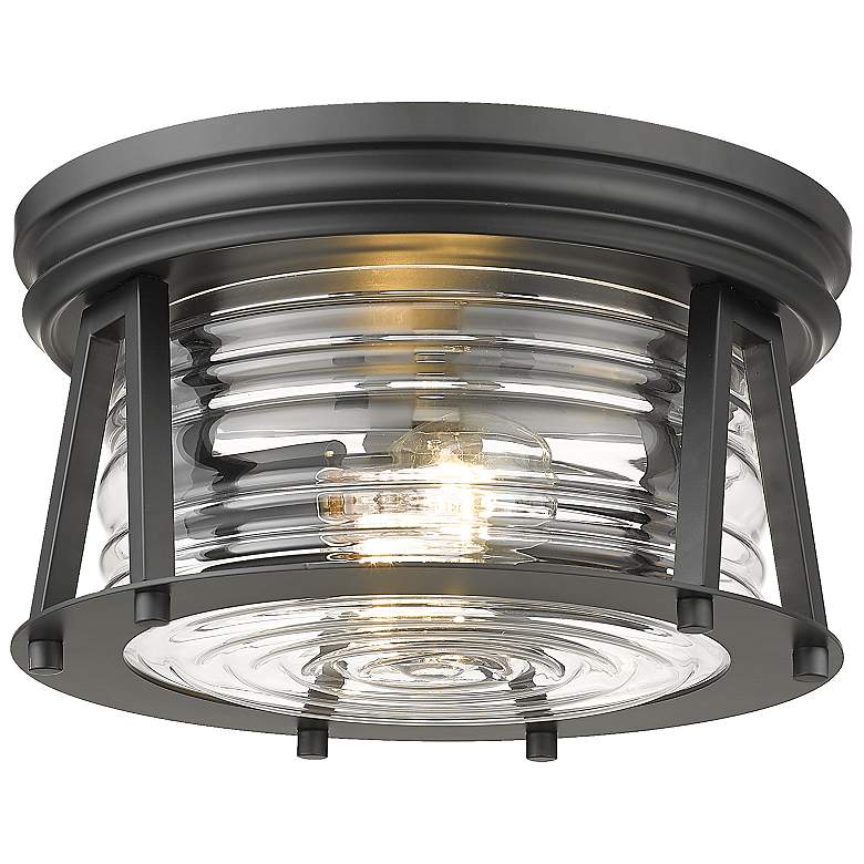 Image 2 Z-Lite Cape Harbor 12"W Matte Black 2-Light Ceiling Light