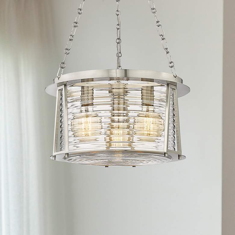 Image 1 Z-Lite Cape Harbor 18" Wide Brushed Nickel 3-Light Pendant
