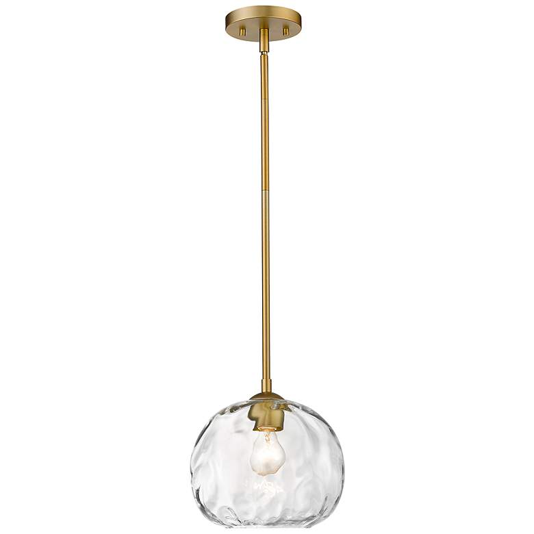 Image 3 Z-Lite Chloe 10 inch Wide 1-Light Olde Brass and Water Glass Pendant more views