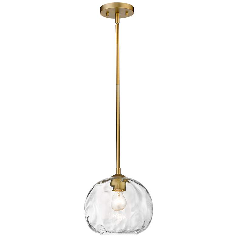 Image 3 Z-Lite Chloe 10" Wide 1-Light Olde Brass and Water Glass Pendant more views