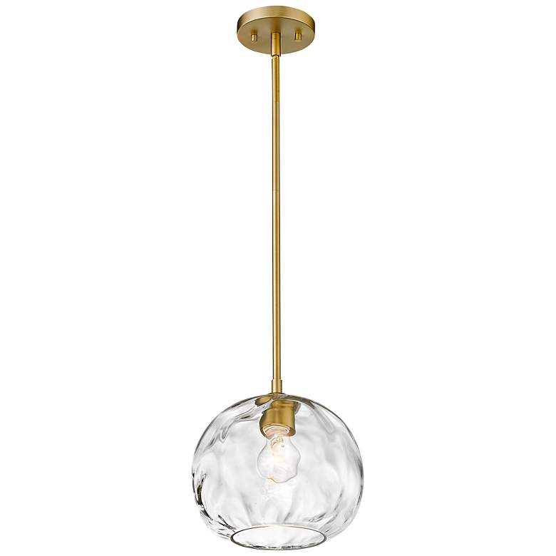 Image 4 Z-Lite Chloe 10" Wide 1-Light Olde Brass and Water Glass Pendant more views
