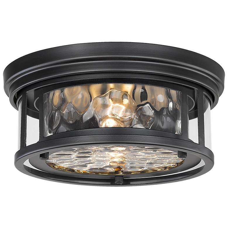 Image 1 Z-Lite Clarion 12" Wide Matte Black 2 Light Flush Mount Ceiling Light
