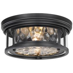 Z-Lite Clarion 12" Wide Matte Black 2 Light Flush Mount Ceiling Light