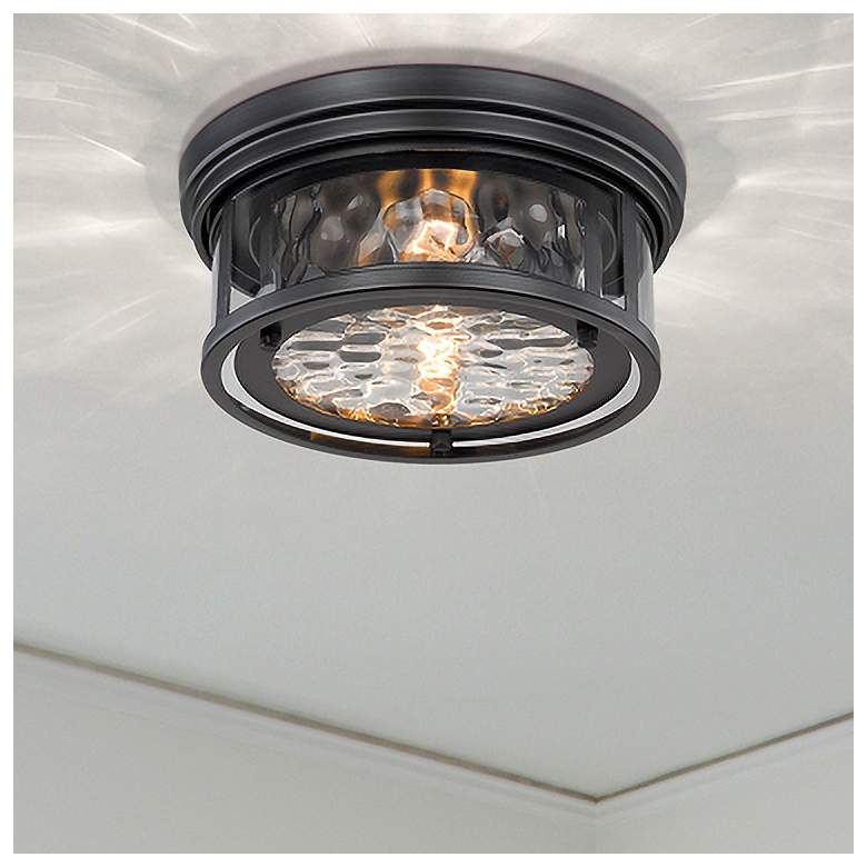 Image 1 Z-Lite Clarion 12" Wide Matte Black 2 Light Flush Mount Ceiling Light