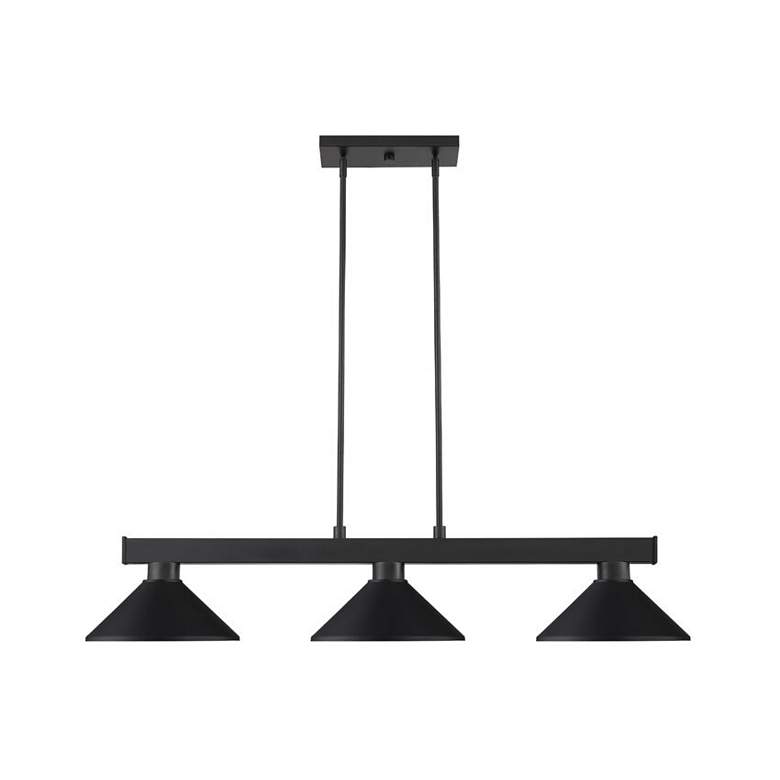 Image 2 Z-Lite Cobalt 46" Wide 3-Light Matte Black Linear Modern Pendant Light more views