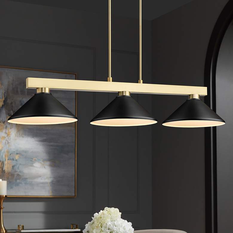 Image 1 Z-Lite Cobalt 49 3/4" Wide Modern Gold 3-Light Billiard Pendant