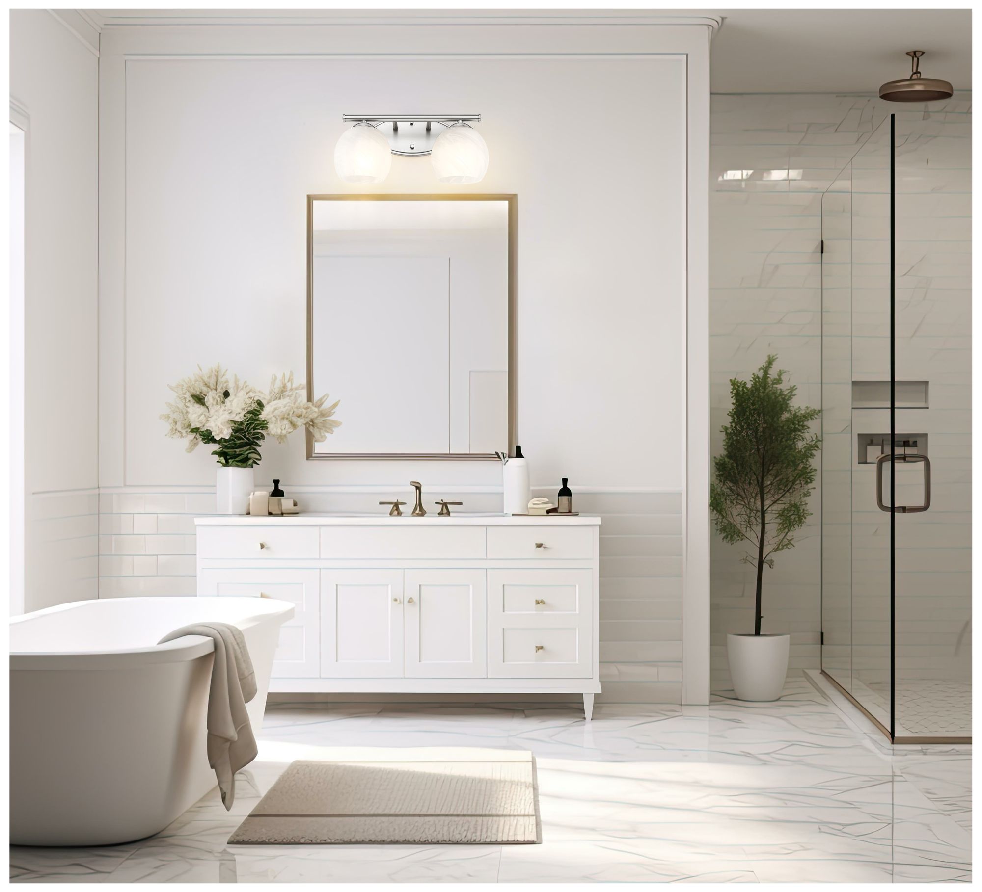 Image 2 Z-Lite Colette Brushed Nickel 2 Light Vanity with Feathered White Shade more views