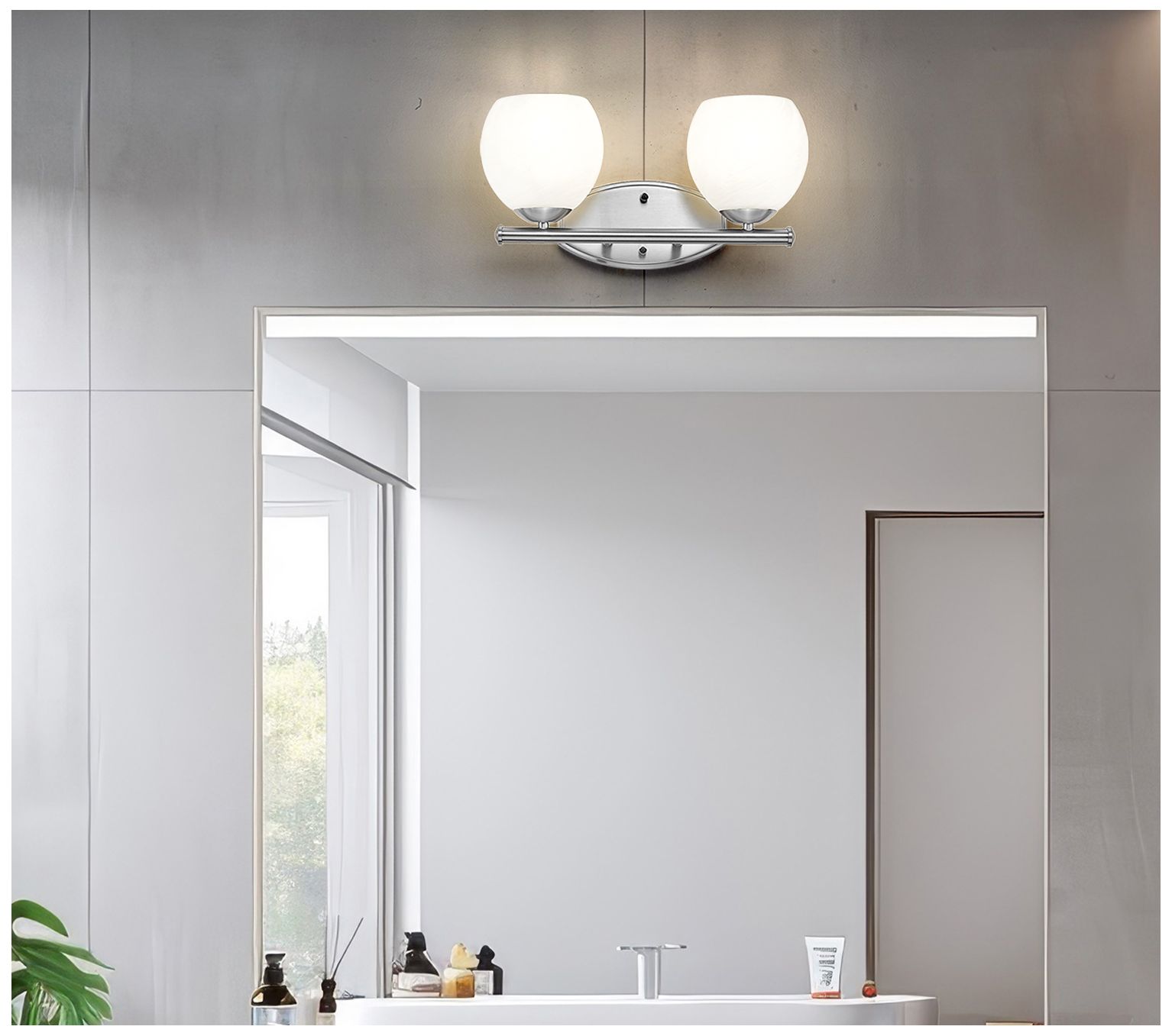 Image 3 Z-Lite Colette Brushed Nickel 2 Light Vanity with Feathered White Shade more views