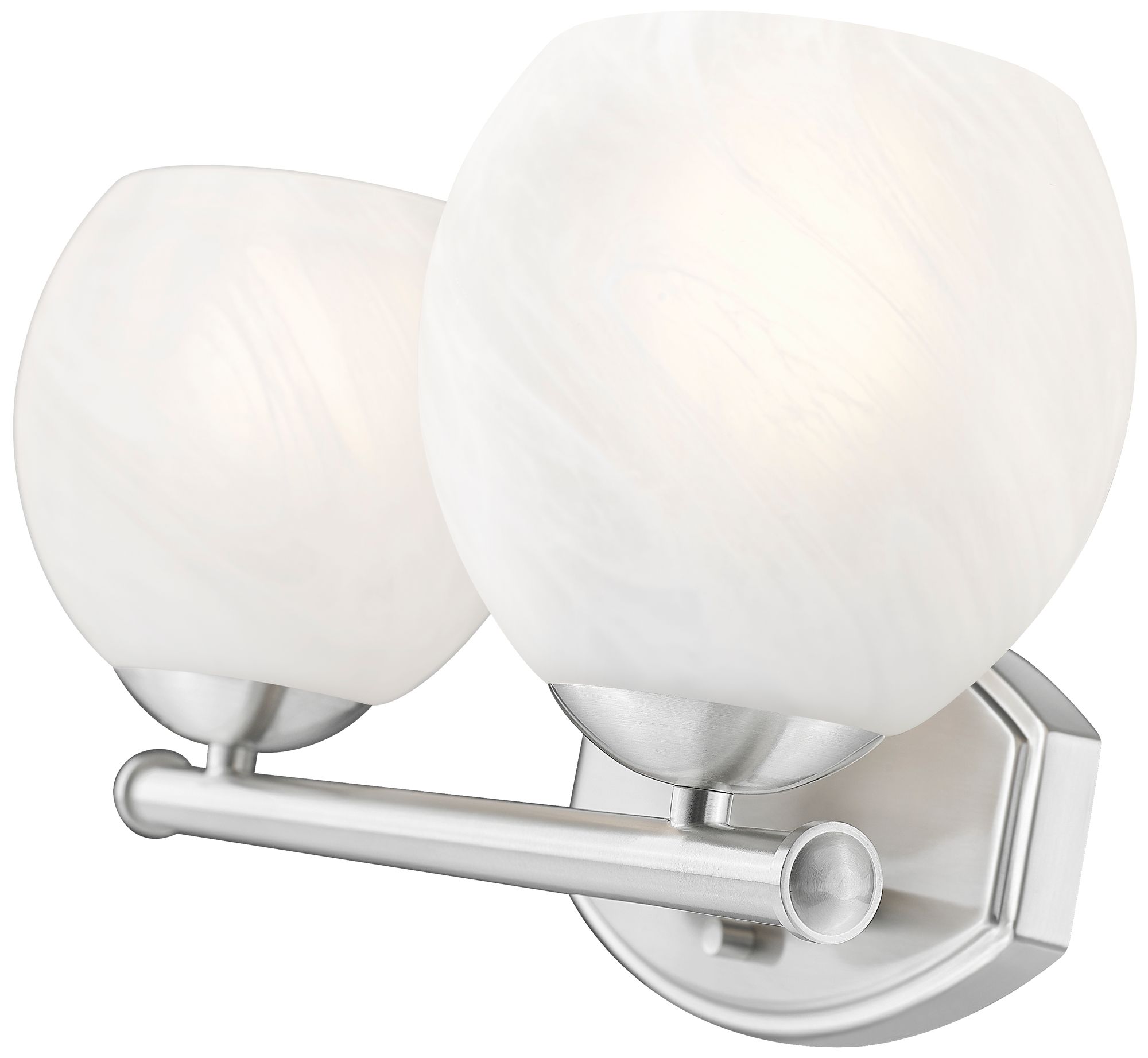 Image 6 Z-Lite Colette Brushed Nickel 2 Light Vanity with Feathered White Shade more views