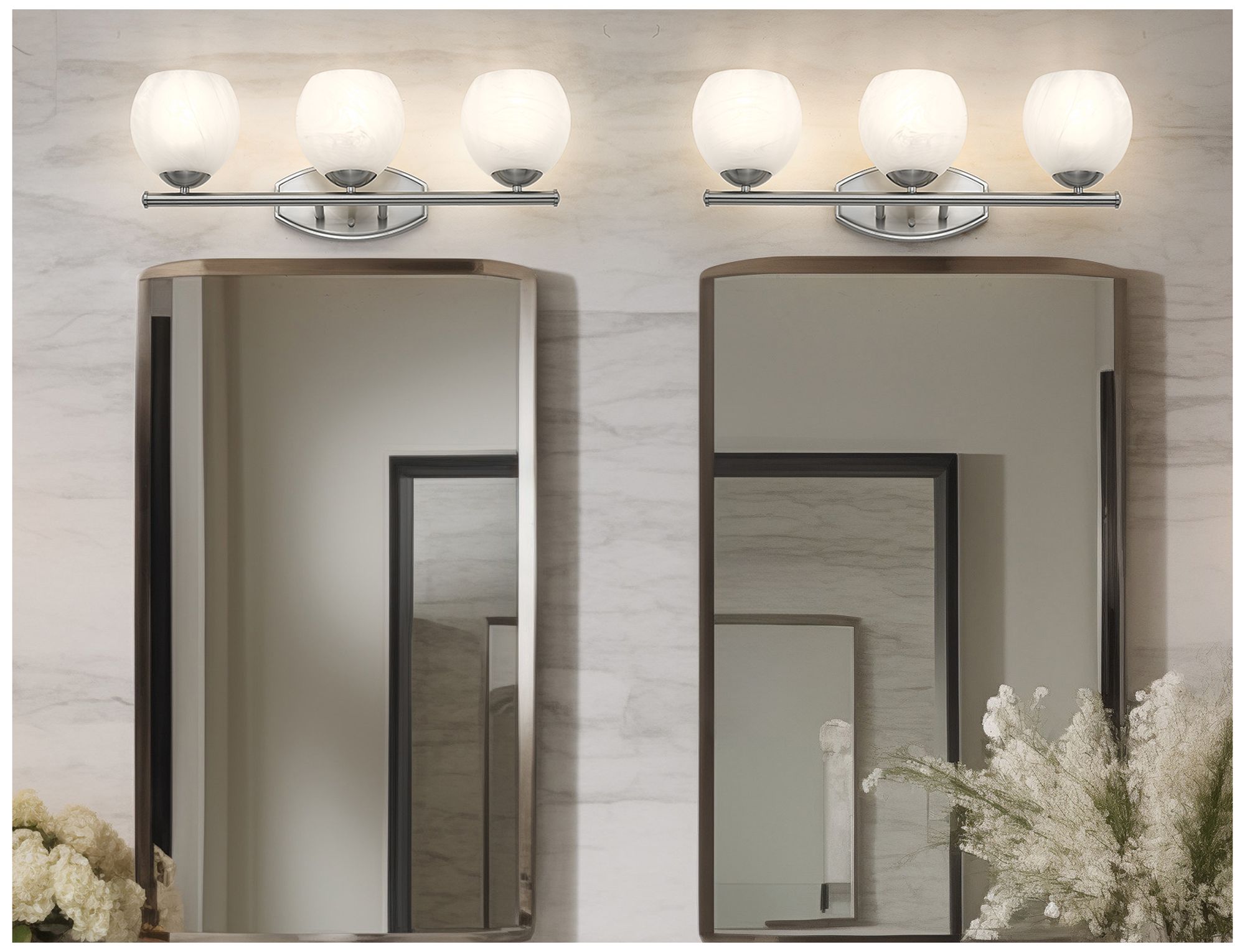 Image 3 Z-Lite Colette Brushed Nickel 3 Light Vanity with Feathered White Shade more views