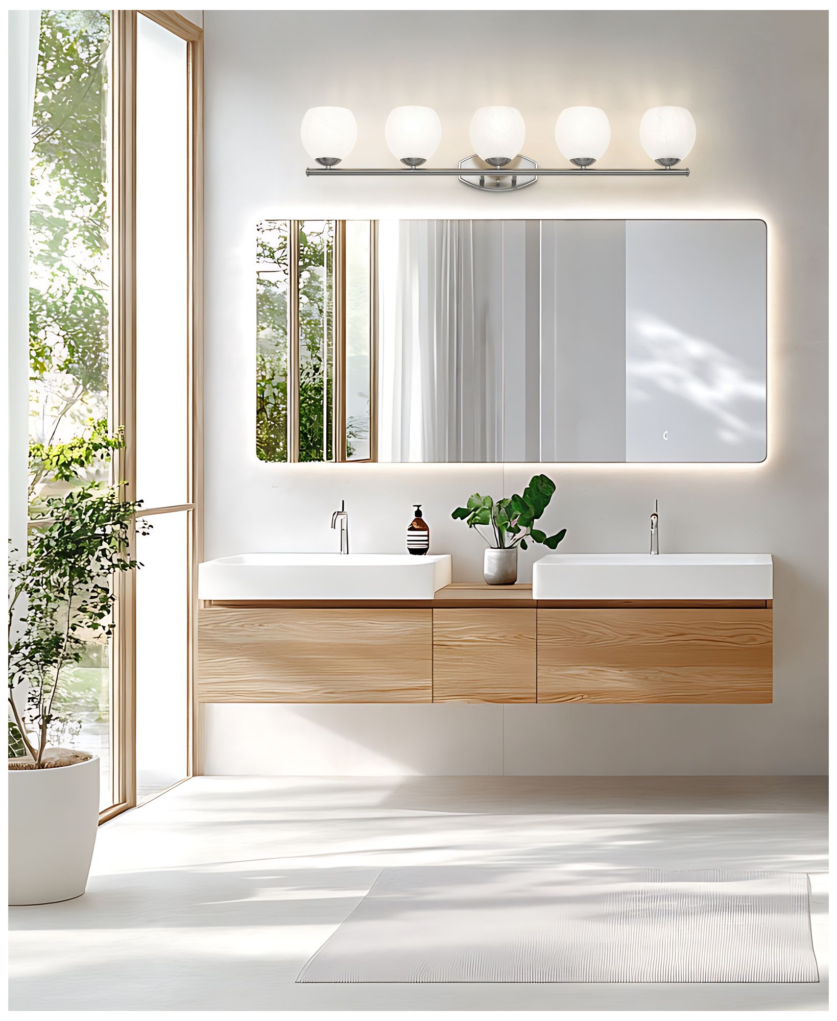 Image 3 Z-Lite Colette Brushed Nickel 5 Light Vanity with Feathered White Shade more views