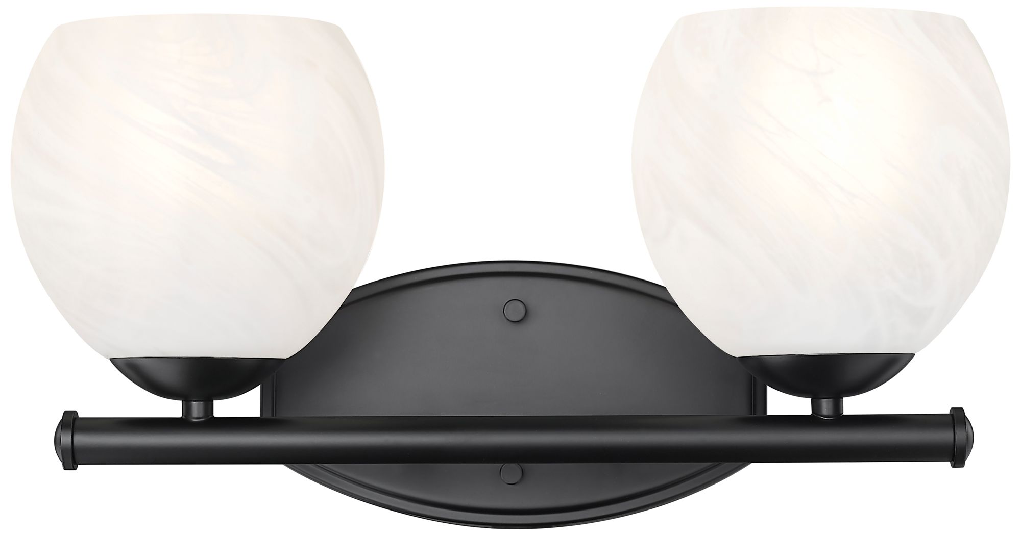 Image 4 Z-Lite Colette Matte Black 2 Light Vanity with Feathered White Shade more views