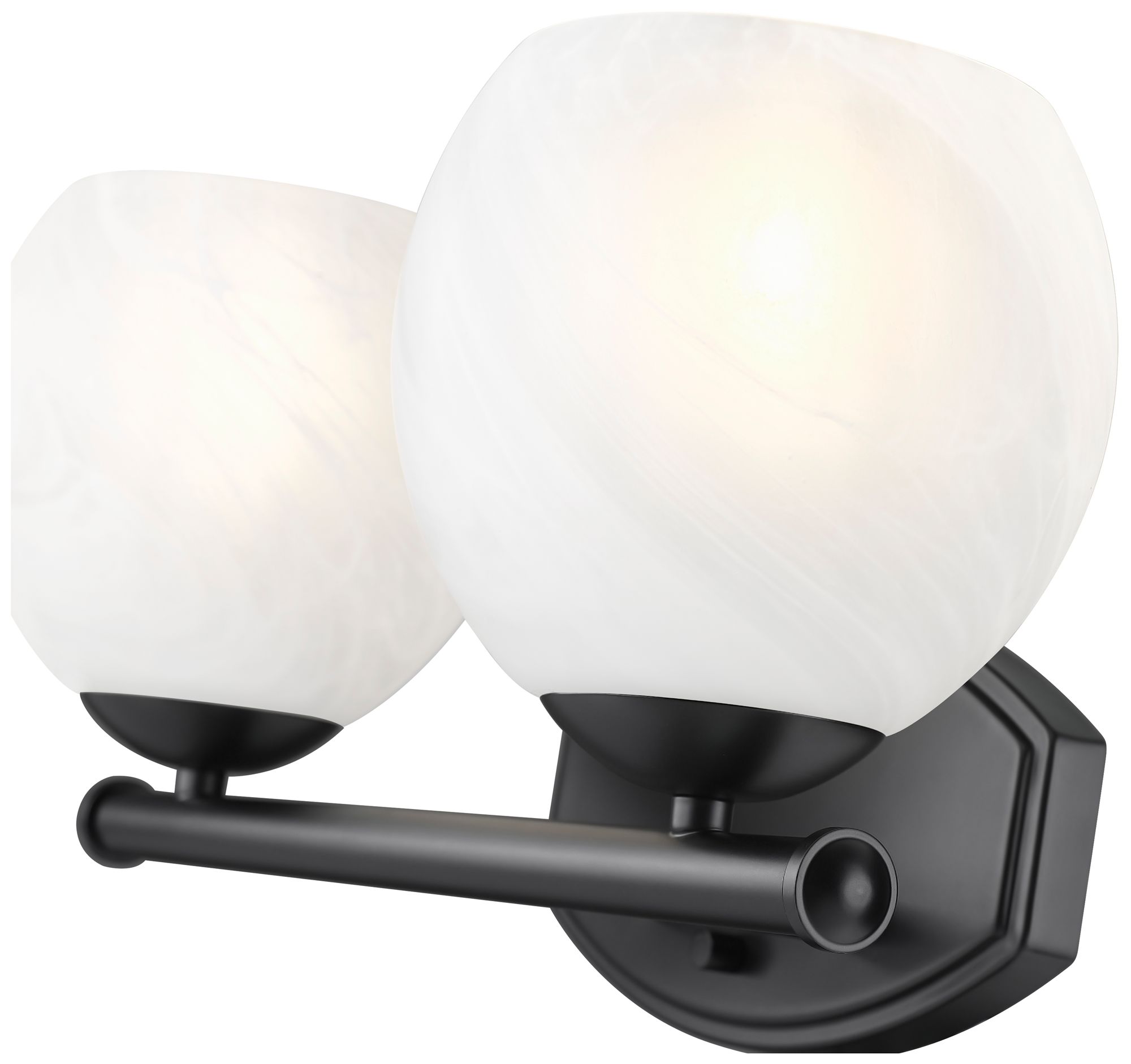 Image 6 Z-Lite Colette Matte Black 2 Light Vanity with Feathered White Shade more views