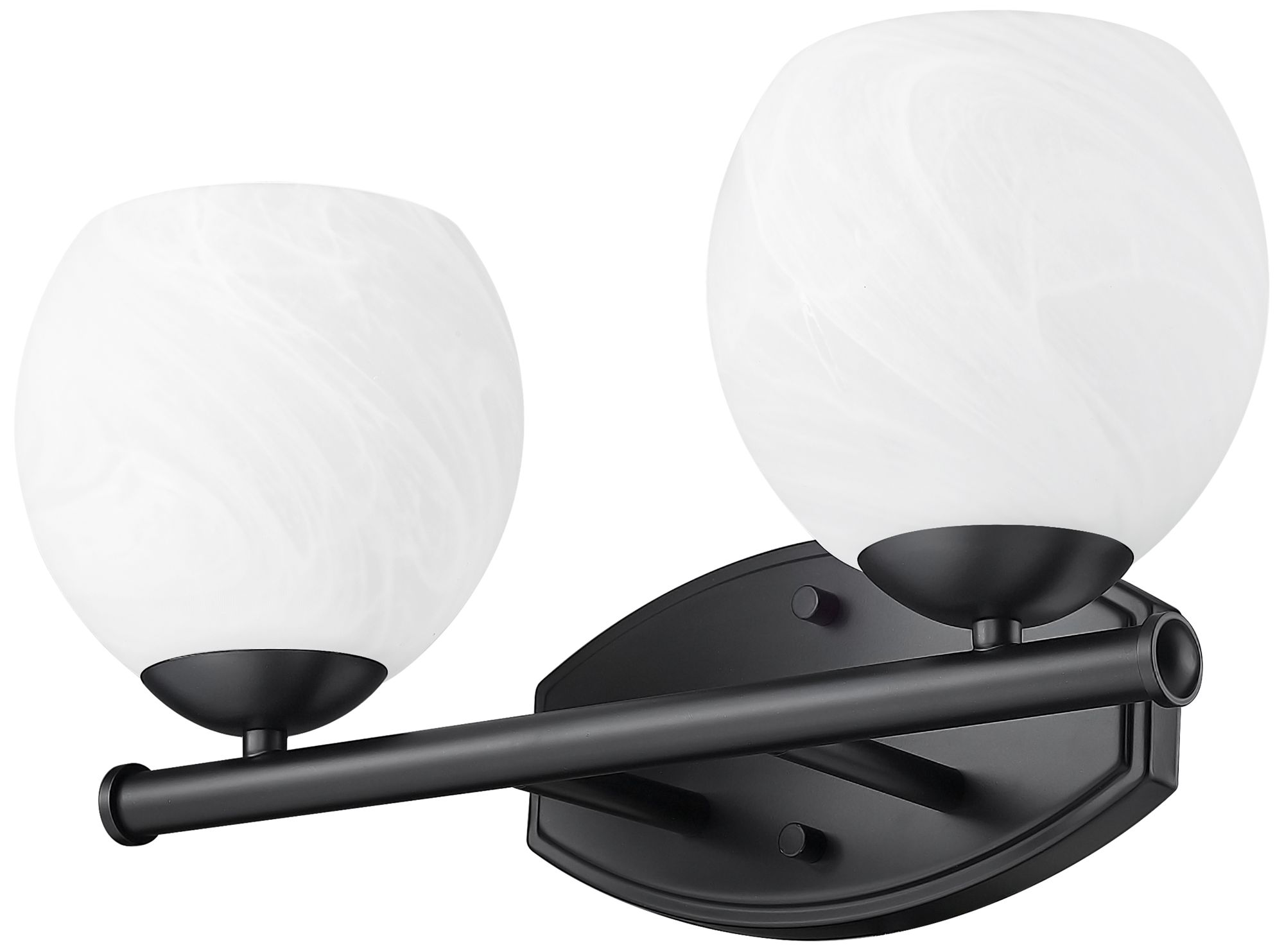 Image 7 Z-Lite Colette Matte Black 2 Light Vanity with Feathered White Shade more views