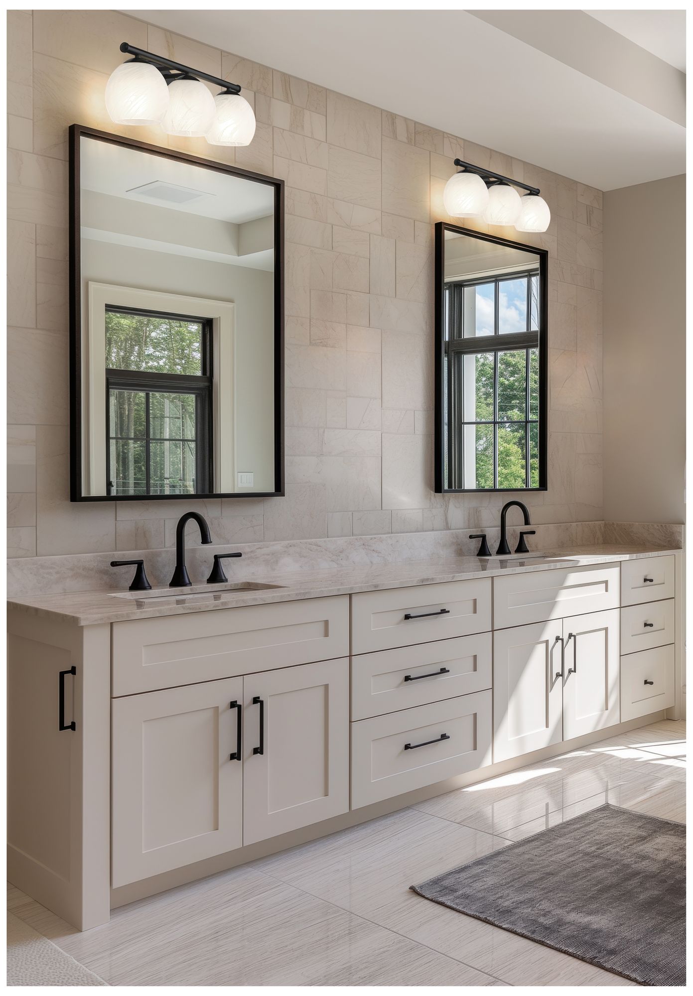 Image 2 Z-Lite Colette Matte Black 3 Light Vanity with Feathered White Shade more views