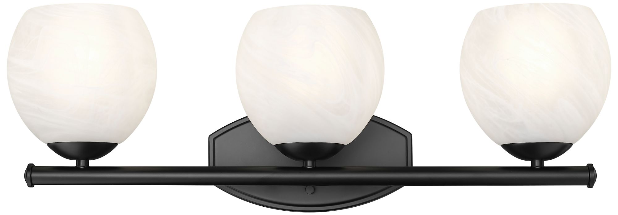 Image 4 Z-Lite Colette Matte Black 3 Light Vanity with Feathered White Shade more views