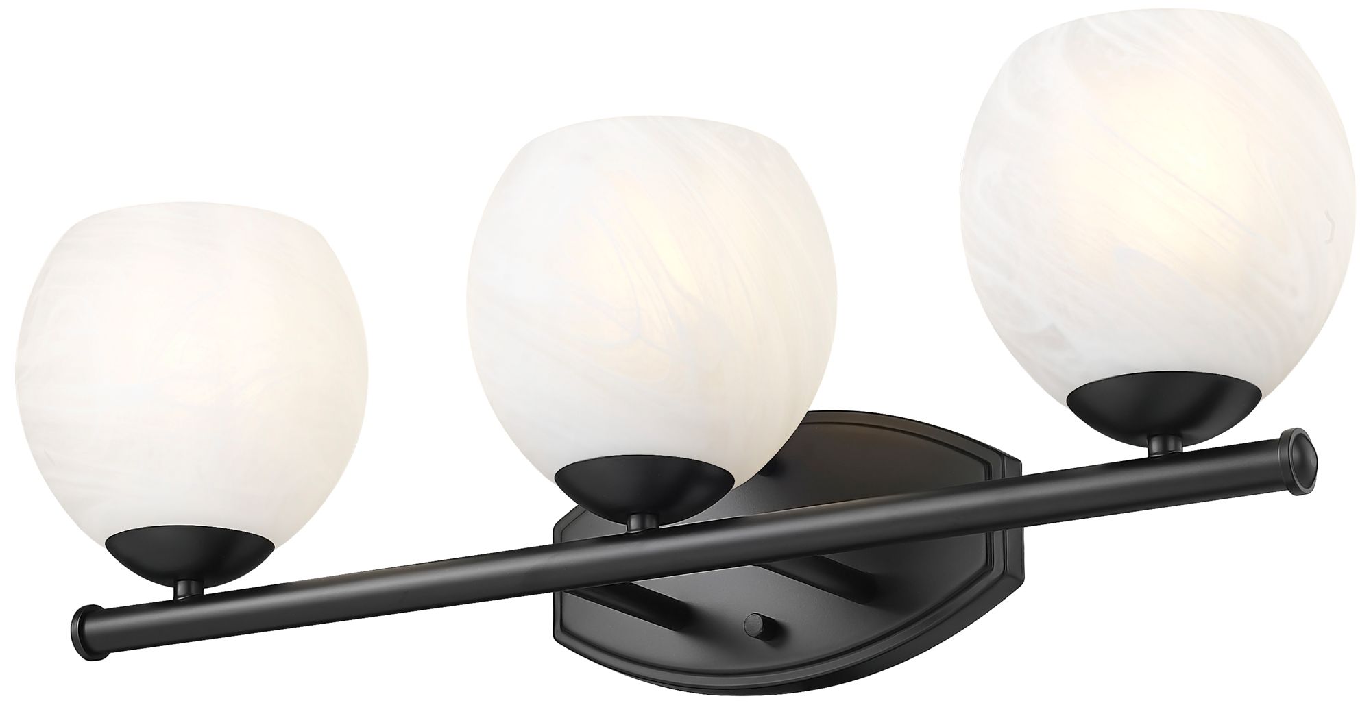 Image 5 Z-Lite Colette Matte Black 3 Light Vanity with Feathered White Shade more views