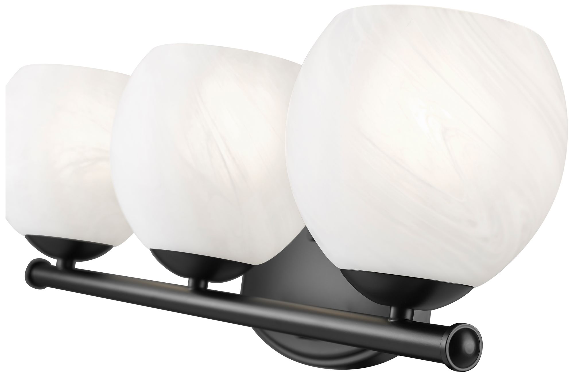 Image 6 Z-Lite Colette Matte Black 3 Light Vanity with Feathered White Shade more views