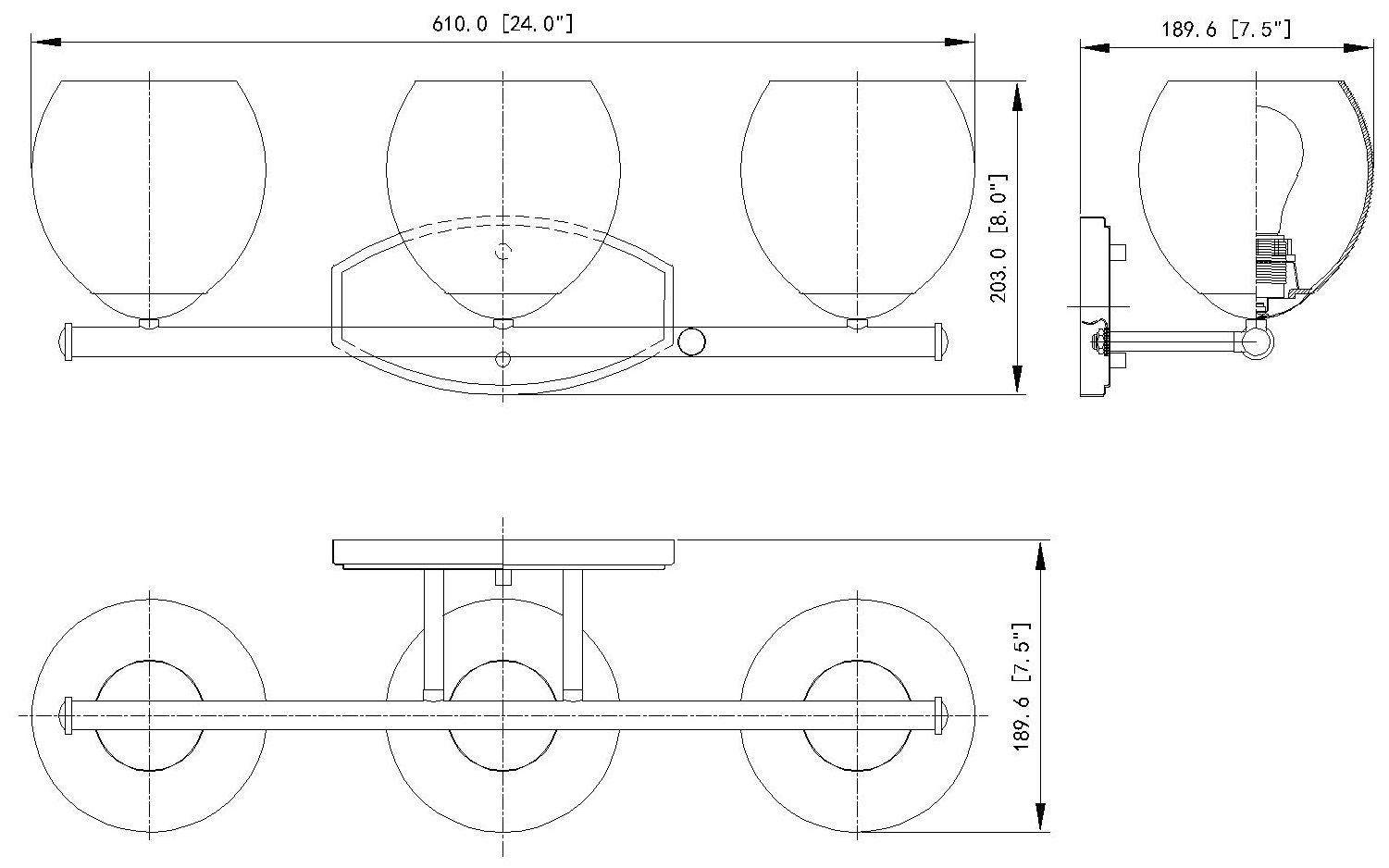 Z-Lite Colette Matte Black 3 Light Vanity with Feathered White Shade