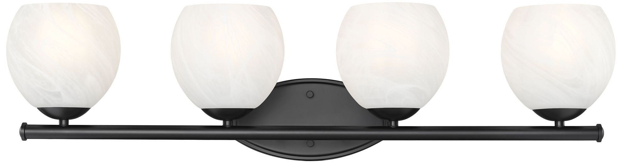 Image 4 Z-Lite Colette Matte Black 4 Light Vanity with Feathered White Shade more views