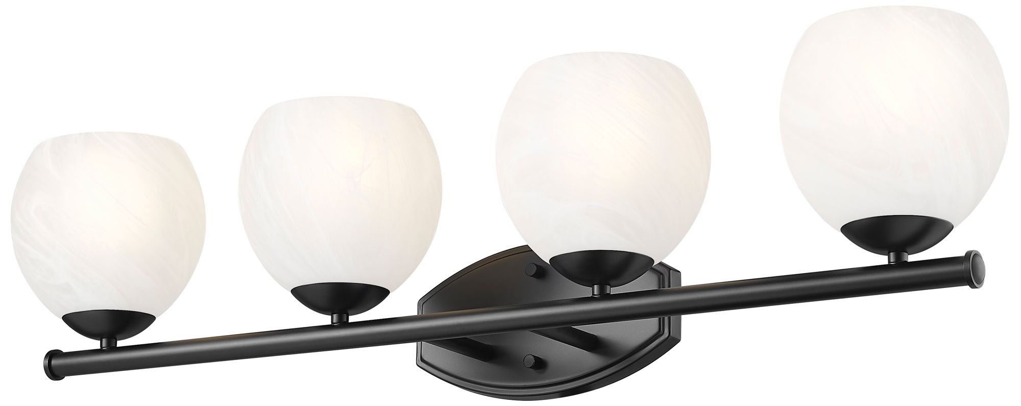 Image 5 Z-Lite Colette Matte Black 4 Light Vanity with Feathered White Shade more views