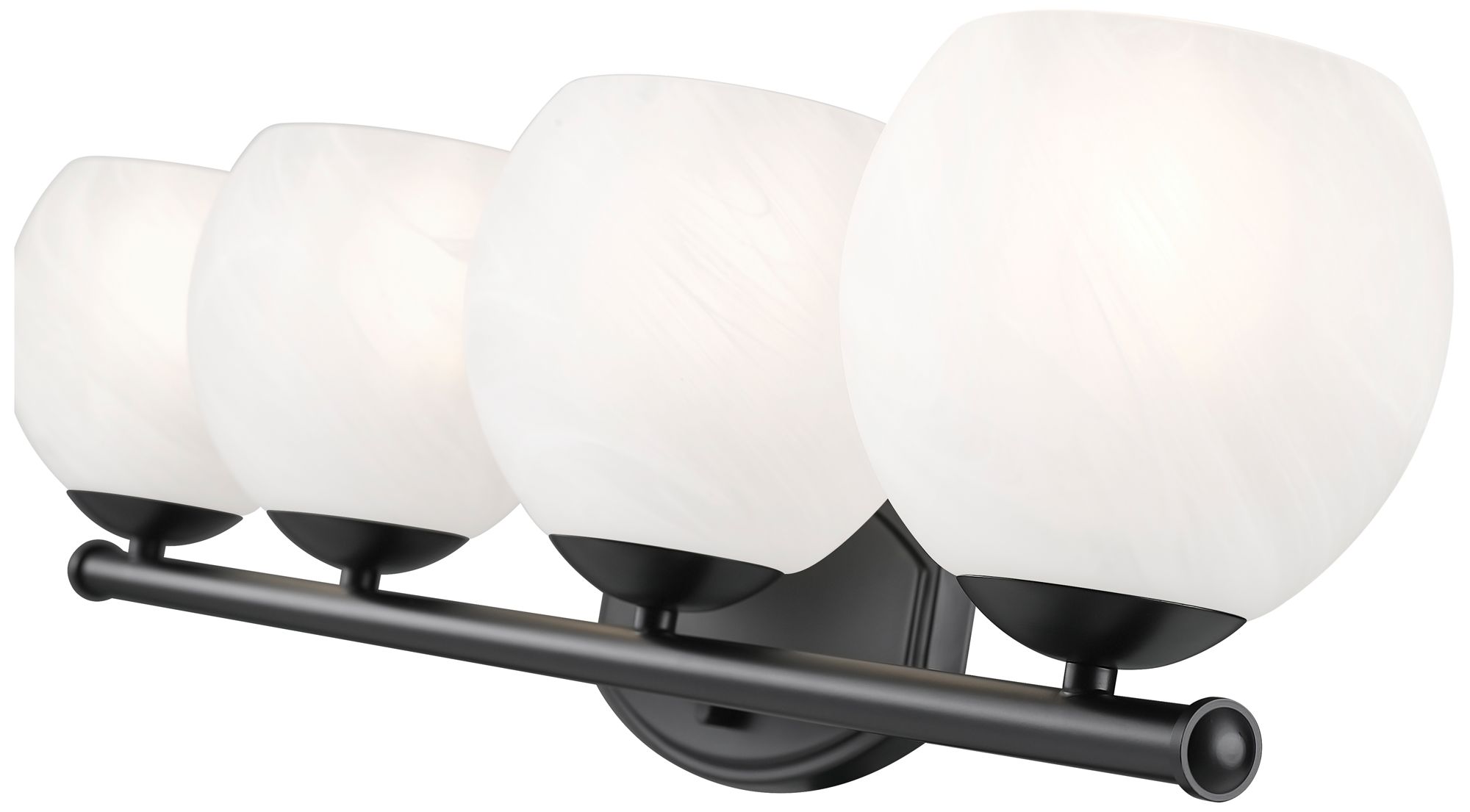 Image 6 Z-Lite Colette Matte Black 4 Light Vanity with Feathered White Shade more views