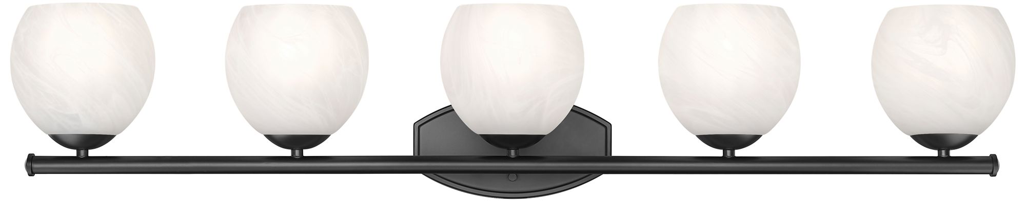 Image 4 Z-Lite Colette Matte Black 5 Light Vanity with Feathered White Shade more views