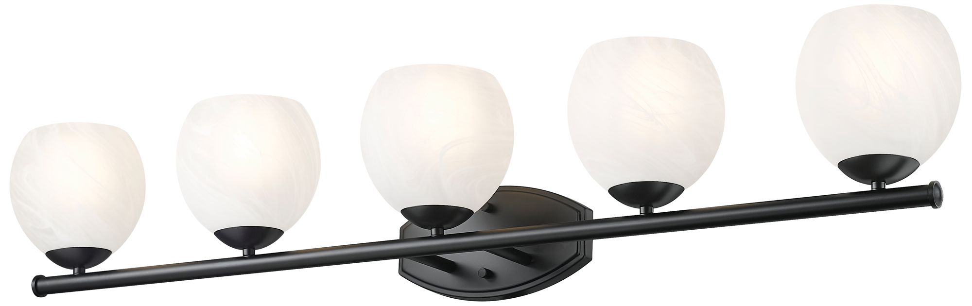 Image 5 Z-Lite Colette Matte Black 5 Light Vanity with Feathered White Shade more views