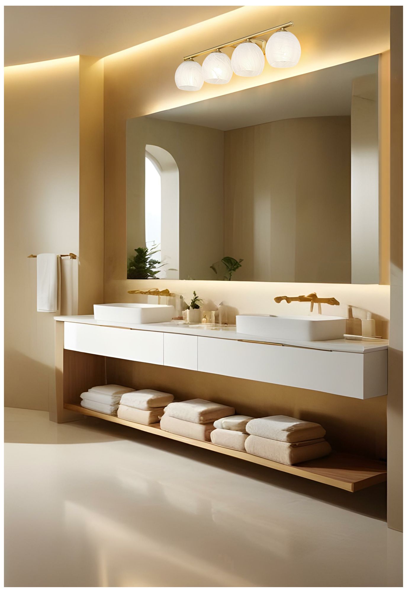 Image 3 Z-Lite Colette Modern Gold 4 Light Vanity with Feathered White Shade more views