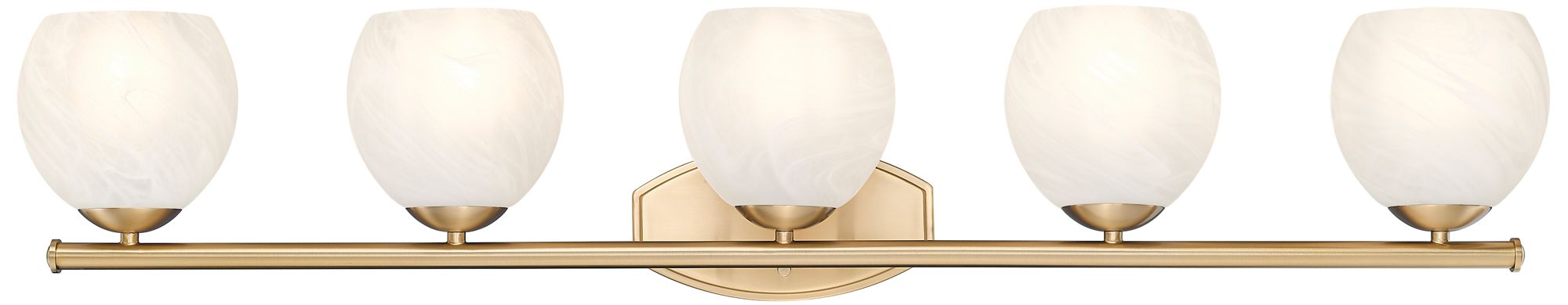 Image 4 Z-Lite Colette Modern Gold 5 Light Vanity with Feathered White Shade more views