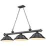 1_Z-Lite Cordon 58" Wide Bronze Plate 3-Light Billiard Pendant
