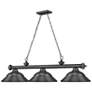 5_Z-Lite Cordon 58" Wide Bronze Plate 3-Light Billiard Pendant more views