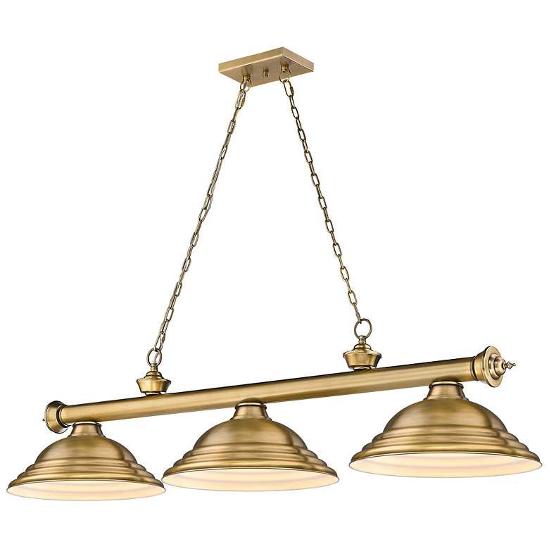 Image 3 Z-Lite Cordon 58" Wide Rubbed Brass 3-Down Light Island Pendant