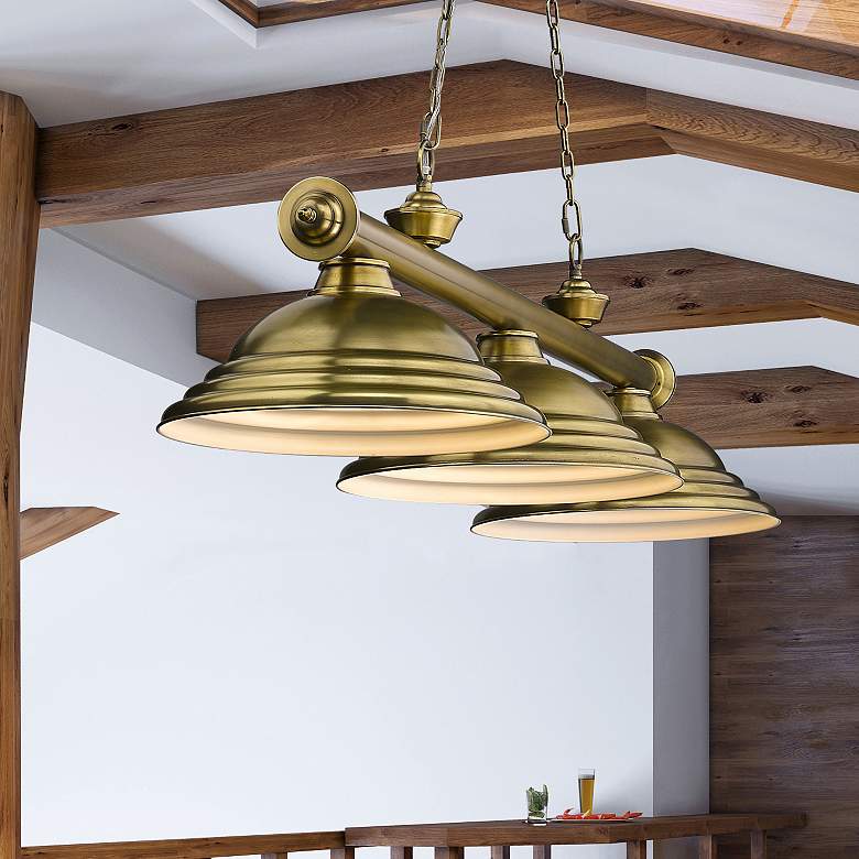 Image 2 Z-Lite Cordon 58 inch Wide Rubbed Brass 3-Down Light Island Pendant