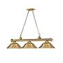 7_Z-Lite Cordon 58" Wide Rubbed Brass 3-Down Light Island Pendant more views